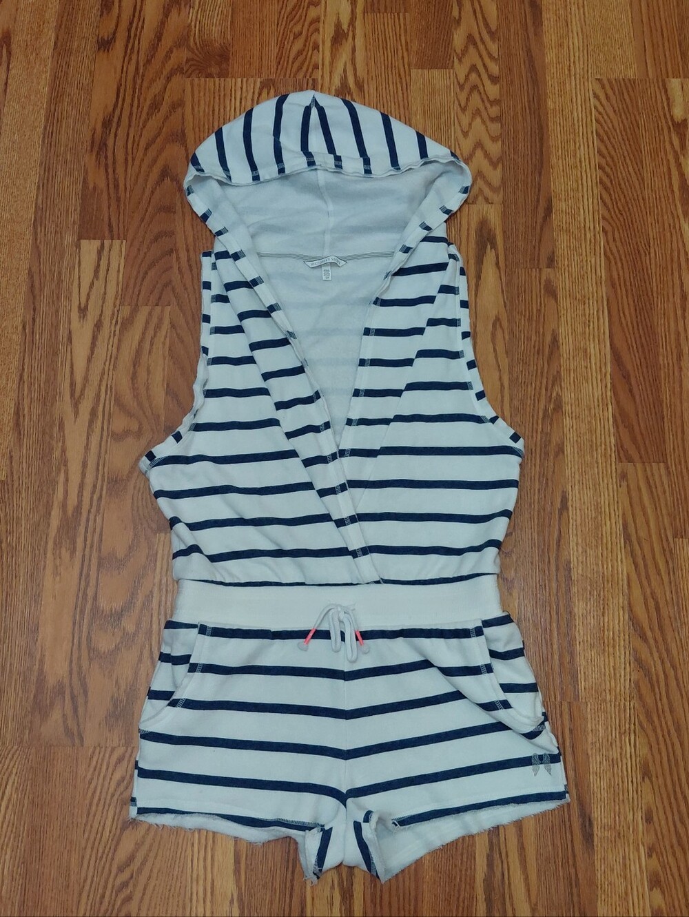 Victoria's Secret Hooded Terry Cloth Romper Women Sz S White Lounge Swim Cover